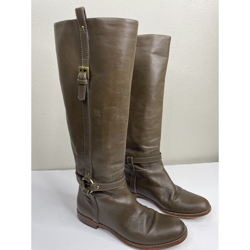 Coach Women's Monday Knee-High Taupe Soft Leather Boots Size 7 B Riding Tall
